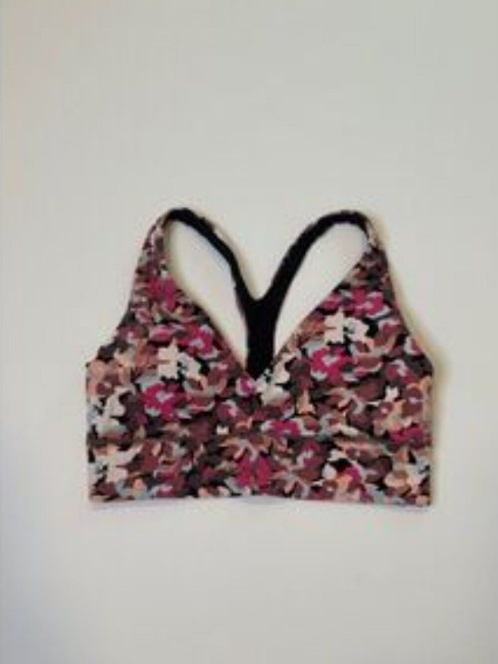 Athleta Transcend Plunge Sports Bra In Pink Floral Size M
